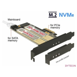 DeLock PCI Express x4 Card  1x internal M.2 Key B + 1x internal NVMe M.2 Key M Low Profile Form Factor