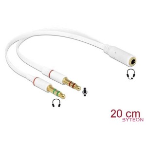 DeLock Headset Adapter 1x 3.5mm 4 pin Stereo jack female  2x 3.5 mm 3 pin Stereo jack male (iPhone)