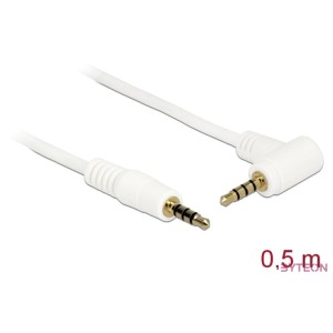 DeLock Cable Stereo Jack 3.5 mm 4 pin male  male angled 0,5m white