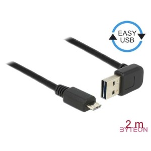 DeLock EASY-USB 2.0 Type-A male angled up , down  USB 2.0 Type Micro-B male 2m cable