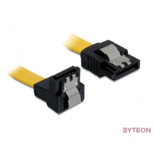 DeLock Cable SATA 6 Gb,s male straight  SATA male downwards angled 10 cm Yellow metal