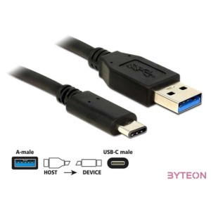 DeLock USB 10 Gbps (USB 3.1, Gen 2), A típusú csatlakozódugó  USB Type-C 0,5m Black