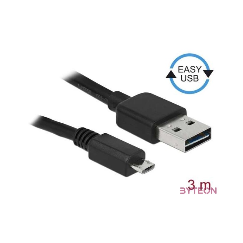 DeLock EASY-USB 2.0 Type-A male  USB 2.0 Type Micro-B male Cable 3m Black