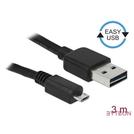 DeLock EASY-USB 2.0 Type-A male  USB 2.0 Type Micro-B male Cable 3m Black