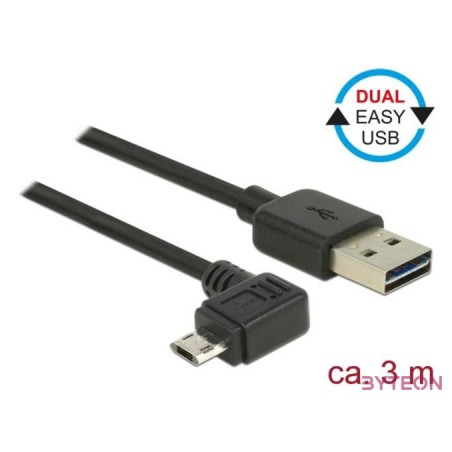 DeLock EASY-USB 2.0 Type-A male  EASY-USB 2.0 Type Micro-B male angled left,right 3m Black