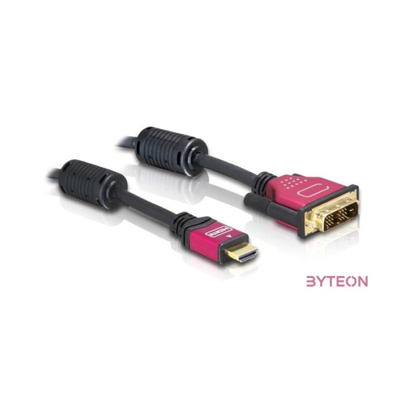 DeLock High Speed HDMI A male  DVI-D (Single Link) male cabel 2m Black