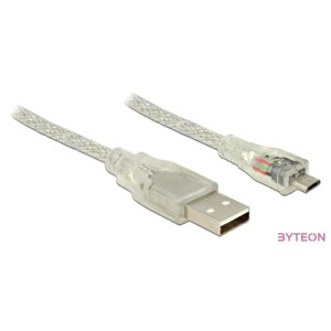 DeLock USB 2.0 Type-A male  USB 2.0 Micro-B male 1m cable Transparent