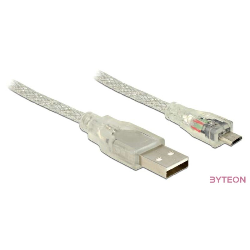 DeLock USB 2.0 Type-A male  USB 2.0 Micro-B male 1m cable Transparent
