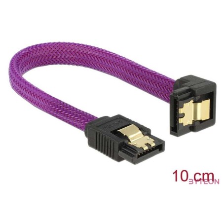 DeLock SATA cable 6Gb,s 10cm down,straight metal Premium Purple