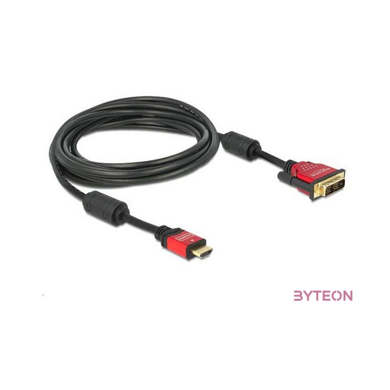 DeLock HDMI male to DVI-D (Single Link) male kábel 5m Black