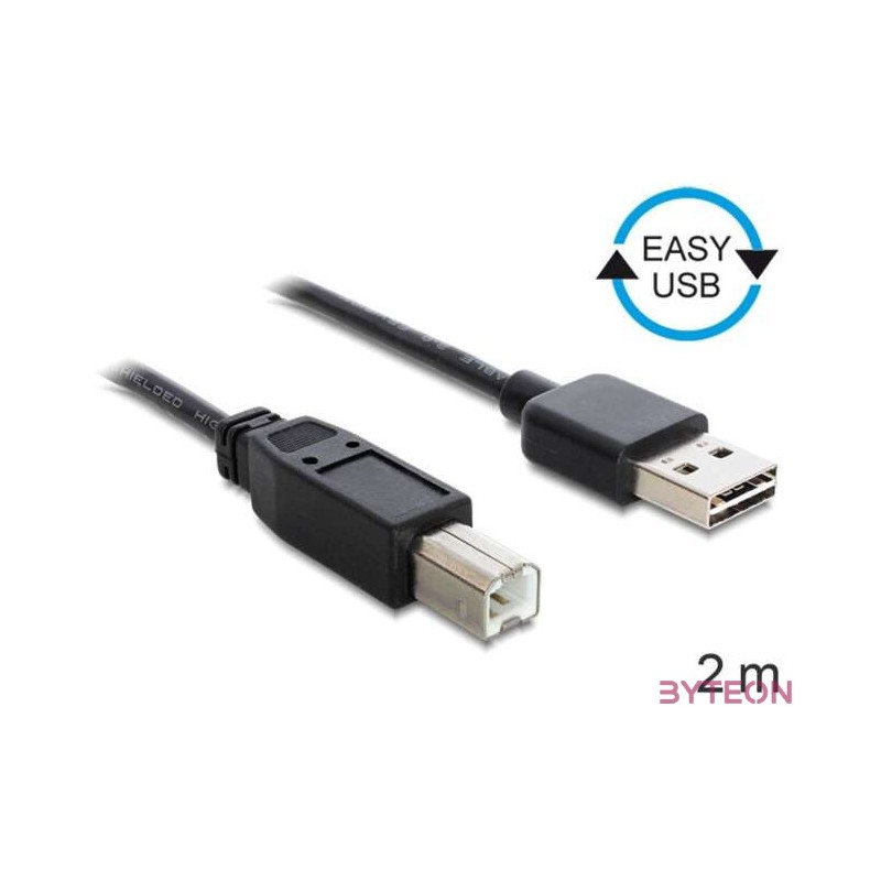DeLock Cable EASY-USB 2.0 Type-A male  USB 2.0 Type-B male 2m Black