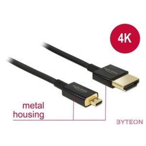 DeLock Cable High Speed ??HDMI Ethernet - HDMI-A male HDMI Micro-D dugó 3D 4K 1,5 m Slim High Quality