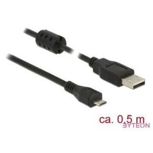 DeLock USB 2.0 Type-A male  USB 2.0 Micro-B male 0,5m cable Black