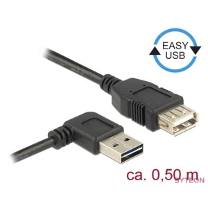 DeLock Extension cable EASY-USB 2.0 Type-A male angled left , right  USB 2.0 Type-A female 0,5m