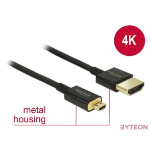 DeLock Cable High Speed ??HDMI Ethernet - HDMI-A male HDMI Micro-D dugó 3D 4K 1,5 m Slim High Quality