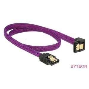 DeLock SATA cable 6 Gb,s 50 cm down , straight metal purple Premium