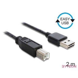 DeLock Cable EASY-USB 2.0 Type-A male  USB 2.0 Type-B male 2m Black