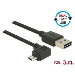 DeLock EASY-USB 2.0 Type-A male  EASY-USB 2.0 Type Micro-B male angled left,right 3m Black