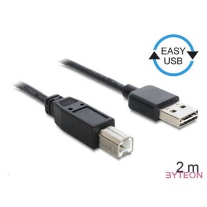 DeLock Cable EASY-USB 2.0 Type-A male  USB 2.0 Type-B male 2m Black