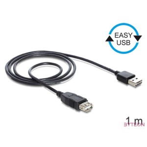 DeLock Extension cable EASY-USB 2.0 Type-A male  USB 2.0 Type-A female Black 1m
