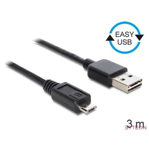 DeLock EASY-USB 2.0 Type-A male  USB 2.0 Type Micro-B male Cable 3m Black