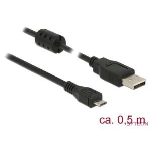 DeLock USB 2.0 Type-A male  USB 2.0 Micro-B male 0,5m cable Black