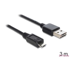 DeLock EASY-USB 2.0 Type-A male  USB 2.0 Type Micro-B male Cable 3m Black