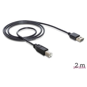 DeLock Cable EASY-USB 2.0 Type-A male  USB 2.0 Type-B male 2m Black