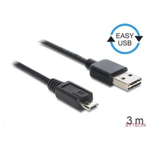 DeLock EASY-USB 2.0 Type-A male  USB 2.0 Type Micro-B male Cable 3m Black