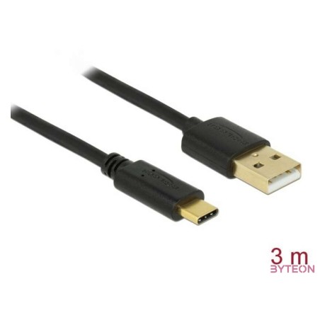 DeLock USB 2.0 Type-A to Type-C 3m cable Black