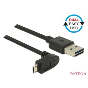 DeLock Cable EASY-USB 2.0 Type-A male  EASY-USB 2.0 Type Micro-B male angled up , down 0,5m Black