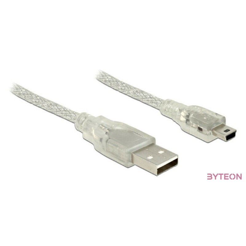 DeLock Cable USB 2.0 Type-A male  USB 2.0 Mini-B male 0,5m transparent