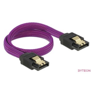 DeLock SATA cable 6 Gb,s 30cm straight , straight metal Purple Premium