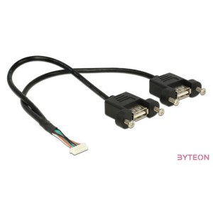 DeLock Cable USB 2.0 pin header female 1.25 mm 8 pin  2x USB 2.0 Type-A female panel-mount 25cm