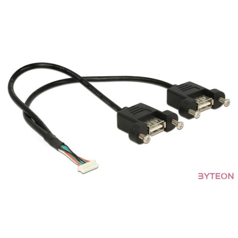 DeLock Cable USB 2.0 pin header female 1.25 mm 8 pin  2x USB 2.0 Type-A female panel-mount 25cm