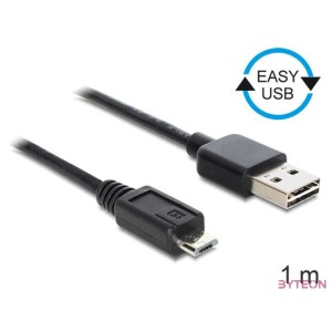 DeLock Cable EASY-USB 2.0 Type-A male  USB 2.0 Type Micro-B male 1m Black