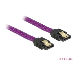 DeLock SATA cable 6 Gb,s 30cm straight , straight metal Purple Premium