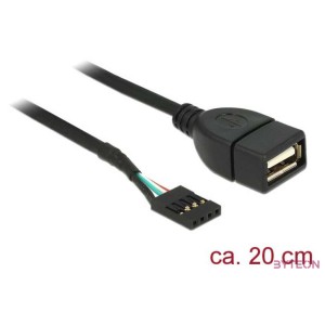 DeLock USB Pin header female  USB 2.0 type-A female 20cm Cable