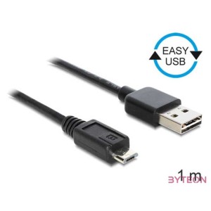 DeLock Cable EASY-USB 2.0 Type-A male  USB 2.0 Type Micro-B male 1m Black