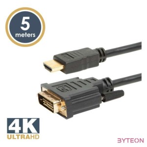 Delight DVI-D (Dual Link) - HDMI kábel 5m Black aranyozott