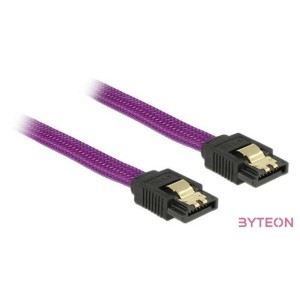 DeLock SATA cable 6 Gb,s 30cm straight , straight metal Purple Premium