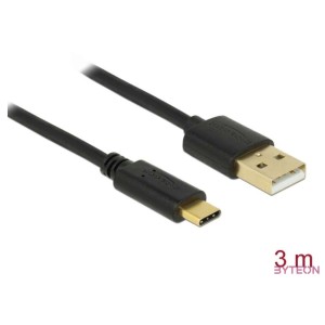 DeLock USB 2.0 Type-A to Type-C 3m cable Black