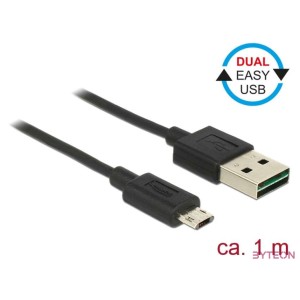 DeLock EASY-USB 2.0 Type-A male  EASY-USB 2.0 Type Micro-B male 1m cable Black