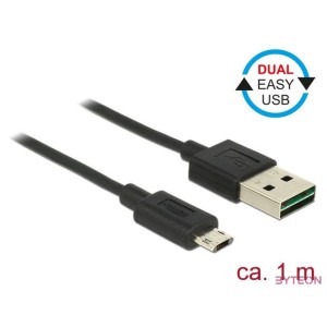 DeLock EASY-USB 2.0 Type-A male  EASY-USB 2.0 Type Micro-B male 1m cable Black