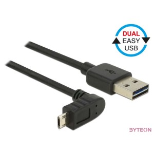 DeLock Cable EASY-USB 2.0 Type-A male  EASY-USB 2.0 Type Micro-B male angled up , down 0,5m Black