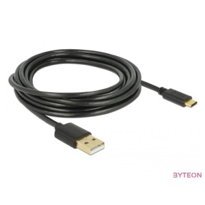 DeLock USB 2.0 Type-A to Type-C 3m cable Black
