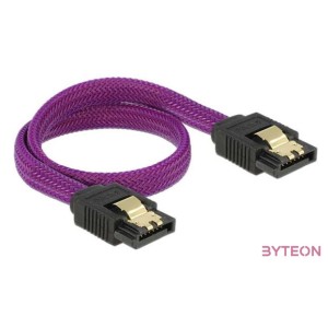DeLock SATA cable 6 Gb,s 30cm straight , straight metal Purple Premium