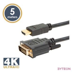 Delight DVI-D (Dual Link) - HDMI kábel 5m Black aranyozott