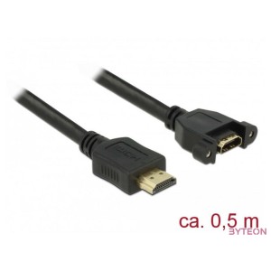 DeLock HDMI-A male  HDMI-A female panel-mount 4K 30 Hz 0.5m Cable