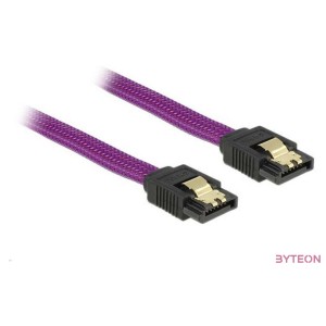 DeLock SATA cable 6 Gb,s 30cm straight , straight metal Purple Premium